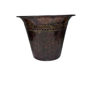 Antique Finished Metal Decorative Planter Multi-Function Brown 8.5" Bell Shaped
